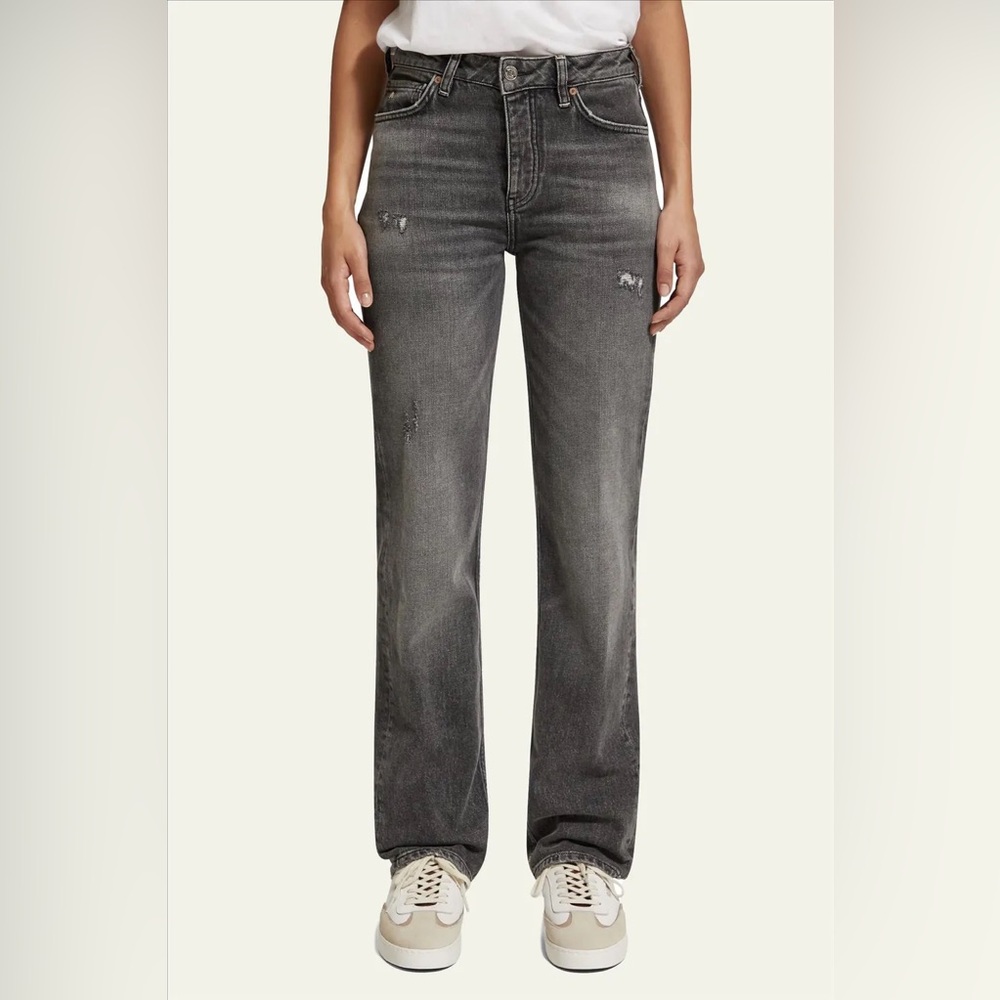 NWT Scotch and Soda The Sky Plus High Rise Straight Fit Washed Black Jeans